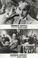 cca 1989 előtt készült jelenetfotók Charlie Chaplin négy filmjéről, 13 db vintage produkciós filmfotó (vitrinfotó, lobbyfotó) ezüst zselatinos fotópapíron, a használatból eredő (esetleges) kisebb hibákkal, 18x24 cm