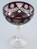 Bordó kristály kehely, hibátlan d: 14 cm, m: 19 cm