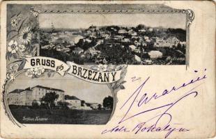 1900 Berezhany, Brzezany, Berezsani; Schloss Kaserne / military barracks in the castle, general view. Art Nouveau, floral (EK)