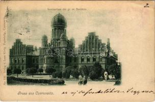 Chernivtsi, Czernowitz, Cernauti, Csernyivci (Bukovina, Bucovina, Bukowina); Seminarium der gr. or. Residenz. Verlag v. Leon König / Greek Orthodox bishop's palace (EK)
