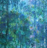 Gulyás Dénes (1927-2003): Színes táj. Olaj, farost, jelzés nélkül. Felületi sérülésekkel, oldalán vá...