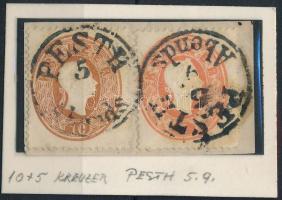 5kr + 10kr kivágáson "PESTH / Abends", 5kr + 10kr on cutting "PESTH / Abends"
