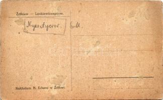 Zhovkva, Zsovkva, Zólkiew, Zolkwi; Ul. Lanlkiewicza / Lankiewiczagasse. H. Eckera / street (glue mar...