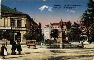1920 Ternopil, Tarnopol; Ul. Swietojanska. J. Einleger / street, shops, pharmacy (worn corners)