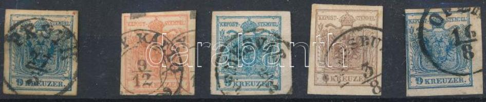 5 stamps with Goller type identification, 5 db bélyeg Goller típus meghatározásokkal