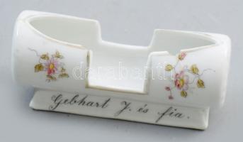 Arad, Gebhardt József és fia vendéglője porcelán fogpiszkálótartó. Kézzel festett, jelzett, sérült 10 cm