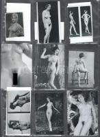 Aktfotósok felvételeinek nézőképei vegyesen, amelyek eltérő időben készültek, 18 db kisméretű, szoli...