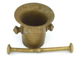 Réz mozsár, törővel d: 15 cm, m: 13 cm