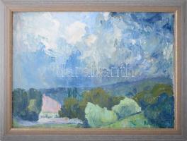 Börzsönyi Kollarits Ferenc (1901-1963): Viharos táj. Olaj, farost, jelezve jobbra lent, fakeretben, 41,5x57,5 cm