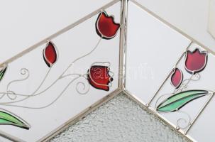 Gyümölcsös tál, üveg, fém 26x26 cm Eredeti dobozában