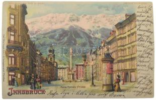 1900 Innsbruck (Tirol), Maria-Theresia-Strasse. Bitte gegen das Licht zu halten. Carl Otto Hayd, "Meteor" hold to light litho (EK)