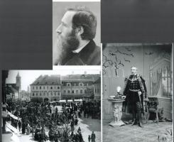 cca 1885 Kolozsvár, Veress Ferenc (1832-1916) kolozsvári fényképész felvételei (Piactér; díszmagyarban; önarckép profilban), 3 db modern nagyítás, jelzés nélkül, 21x15 cm és 15x10 cm