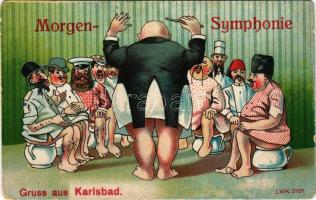 Karlovy Vary, Karlsbad; Morgen-Symphonie. L.W.K. 2101. / toilet humour, litho (EB)