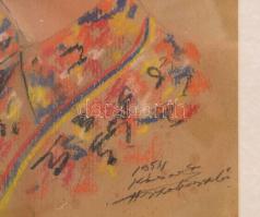 Olvashatatlan jelzéssel: Női arckép, 1954. Vegyes technika, papír. Sérült, kissé foltos. Dekoratív, ...