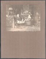 cca 1910-1920 Nagypolgári házaspár rendkívül elegáns berendezésű lakásban (cserépkályhával, festmény...