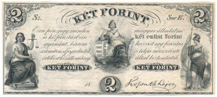 1852. 2Ft "Kossuth bankó", "E" sorozat, kitöltetlen T:VF Hungary 1852. 2 Forint "E" without date or serial number C:VF Adamo G123