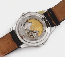 Patek Philippe Travel Time replika karóra, automata, bőr szíjjal, kiegészítővel, működik, d: 45mm