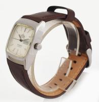 Doxa Navy Star karóra, automata, napkijelzéssel, bőr szíjjal, kis karccal, 35x40 mm