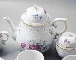 Hollóházi Hajnalka mintás teás készlet. Jelzett, teljes