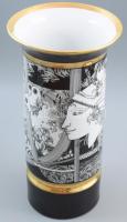 Hollóházi Szász Endre által tervezett mintával díszített porcelán váza. Matricás, jelzett, minimális kopással, m: 30 cm