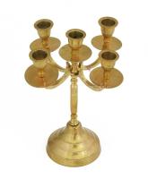 Ötágú bronz gyertyatartó, m: 22 cm