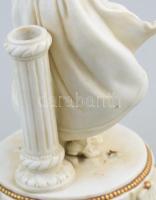 cca 1920 Nőalakos porcelán lámpatest, feltehetően cseh, számozott, kis kopással, rózsahiányokkal, m:...