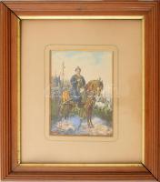 Juliusz Kossák (1824-?): Báthory István erdélyi fejdelem és lengyel király lovon. Akvarell, papír, j...