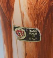Murano Opaline Florence színezett olasz opalinüveg váza, címkével jelzett, hibátlan, m: 28 cm