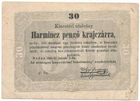 1849. 30kr "Kossuth bankó" T:F hajtásnál kopott papír Adamo G103