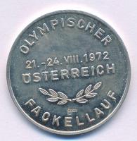 Ausztria 1972. "XX. Olimpiai Játékok - Olimpiai láng" kétoldalas jelzett Ag emlékérem kaps...