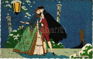 Italian art postcard, romantic couple. A. Guarneri 2409. s: G. Meschini