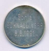 Ausztria 1991. "20 éves érdemi együttműködés - Fischer" kétoldalas jelzett Ag emlékérem kapszulában, hátoldalán névre szóló gravírozással (20g/0.925/35mm) T:AU, patina Austria 1991. "20 Jahre Verdienstvolle Mitarbeit - Fischer" two-sided hallmarked Ag commemorative medallion in capsule, with engraving on the reverse (20g/0.925/35mm) C:AU, patina