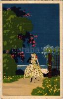 Italian art postcard, romantic couple (tiny tears)