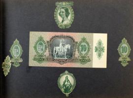 1930-1946. 46db-os (23xklf) Pengő és inflációs Pengő bankjegytétel albumba ragasztva, további Pengő ...