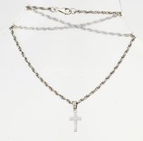 Ezüst(Ag) walles nyaklánc kereszt medállal, jelzett, h: 41 cm, 2,3×1 cm, nettó: 8,7 g