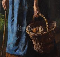 Olvashatatlan (?B E.. Paris) jelzéssel, feltehetően XIX. sz. végén működött festő: Gombagyűjtő. Olaj...