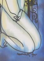 Macskássy Izolda (1945-2021): Női akt. Vegyes technika, selyem, jelzett. Üvegezett fakeretben. 50x17...