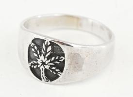 Ezüst(Ag) levélmintás gyűrű, jelzett, méret: 64, nettó: 4,9 g