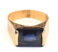 14K arany (Au) gyűrű, akvamarinnal 4,85 g j.n. m: 54