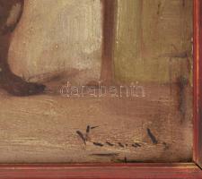 Olvashatatlan (Varga I?) jelzéssel: Hegedülő fiú. Olaj, karton. 26x22 cm. Dekoratív fakeretben