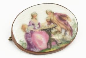 Porcelán miniatúra kézzel festett bross, kopásokkal 5x4 cm