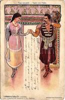 1899 (Vorläufer) Typy swojskie / Typen aus Polen / Polish folklore. Verl. f. Deutschl. M. Kimmelstiel &amp; Co. Dreifarbendr. Förster &amp; Borries (Zwickau) Art Nouveau (creases)
