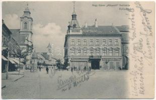 Kolozsvár, Cluj; Nagy Gábor Központi Szállodája, Medgyesy és Nyegrutz, Biásimi Sándor utóda üzlete / central hotel, shops (EB)