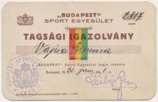 1931 Budapest Sport Egyesület tagsági igazolvány