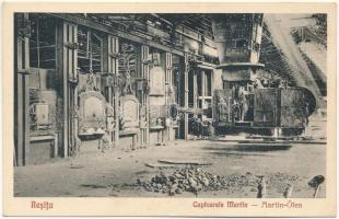 Resicabánya, Resica, Resicza, Resita; Cuptoarele Martin / Martin Öfen. Verlag Schwarz Otto / kemence, vasgyár, belső / furnace, iron factory interior (EK)