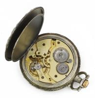 Szecessziós francia zsebóra, kopott számlappal, d: 5 cm