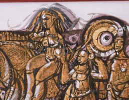 Xantus Gyula (1919-1993): Minotaurusz megfékezése. Akril, farost. Jelezve jobbra lent, hátoldalán au...