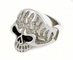 Acél motoros gyűrű, koponya díszítéssel, m: 61