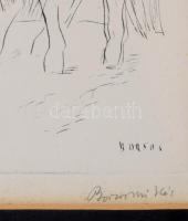 Borsos Miklós (1906-1990): Beszélgetés. Rézkarc, papír, jelzett, számozott (76/100), üvegezett faker...