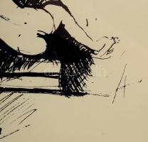 Olvashatatlan jelzéssel, magyar művész: Akt. Szitanyomat, papír, számozott (45/100), üvegezett faker...